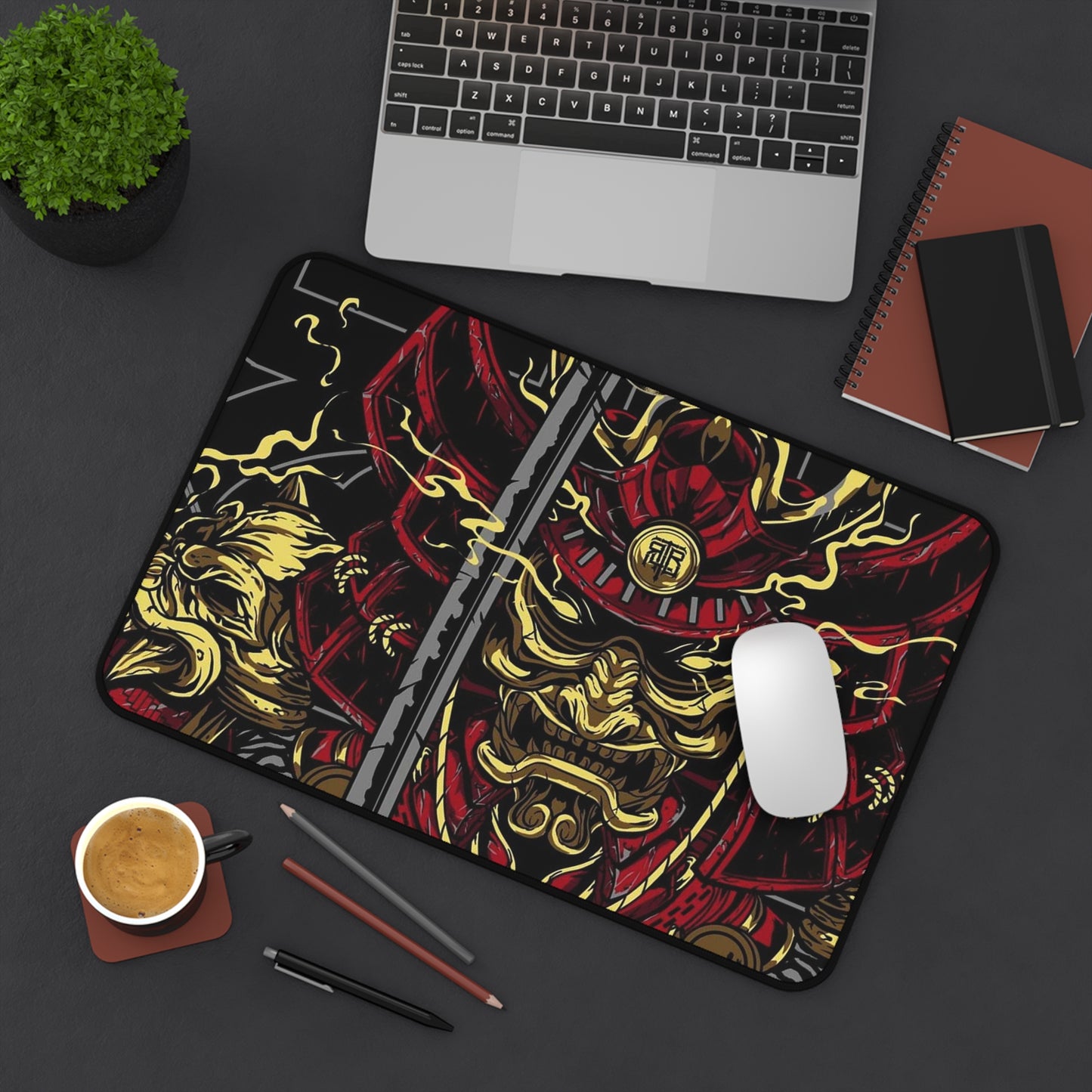Samurai Desk Mat, deskmat xl, Gaming keyboard matt, mousepad large, XXL extended deskpad mouse pad, large gaming mousepad - Bolt Print