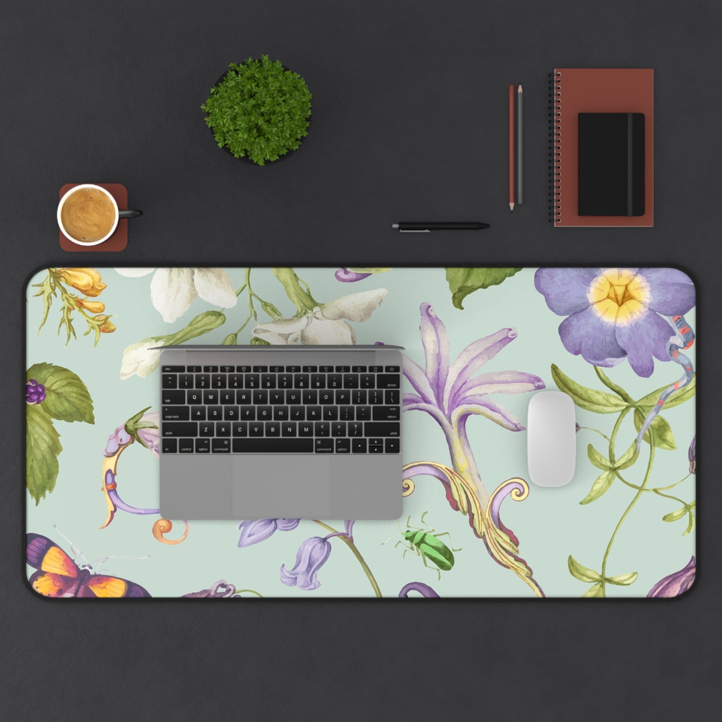 Beautiful purple floral Desk Mat, Gaming keyboard matt, mousepad large, XXL extended deskpad mouse pad