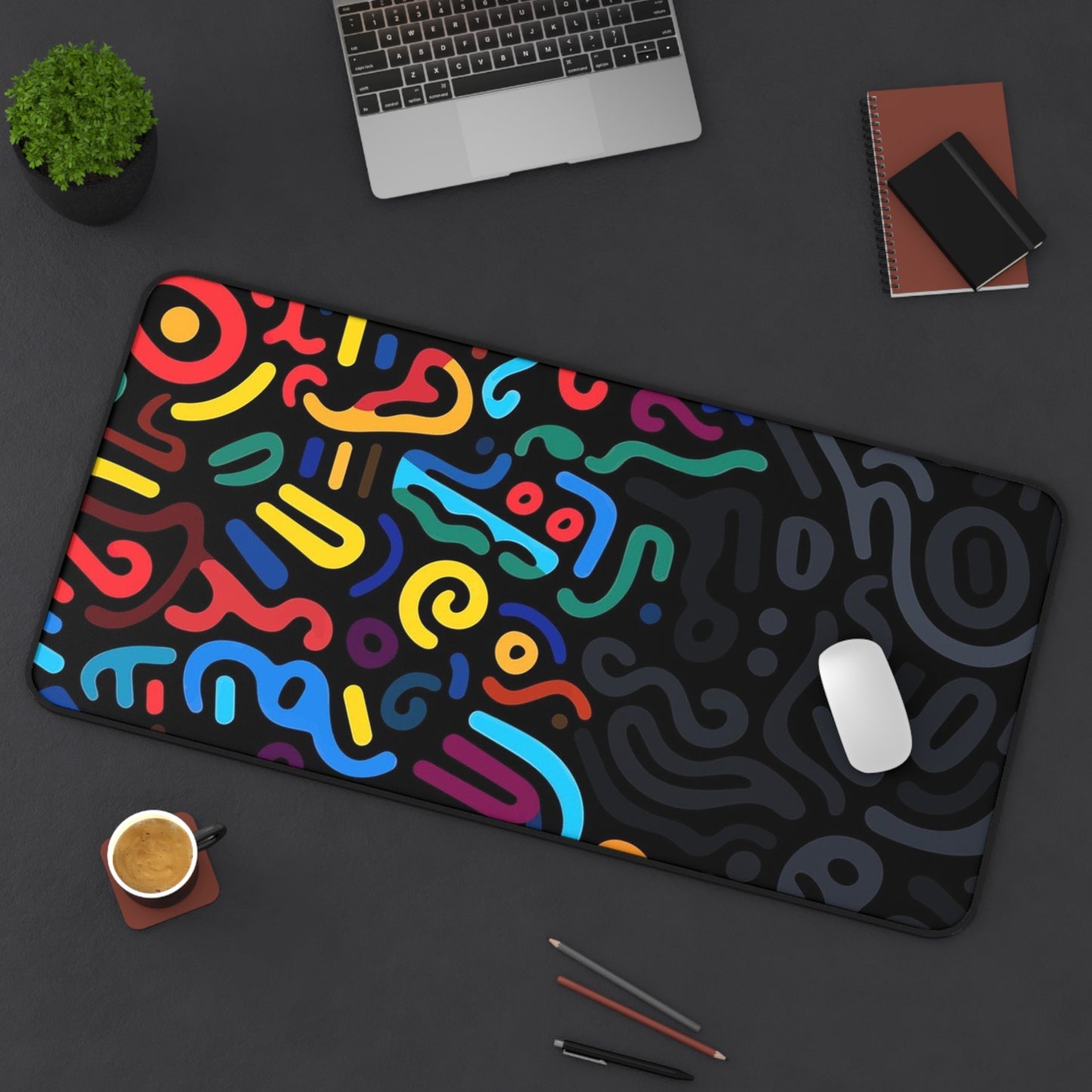 Colored lines Desk Mat, Gaming keyboard matt, mousepad large