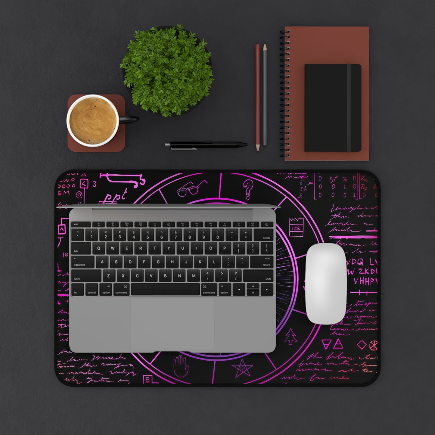 Neon Bill Cipher Desk Mat, Gravity Falls gaming mouse mat