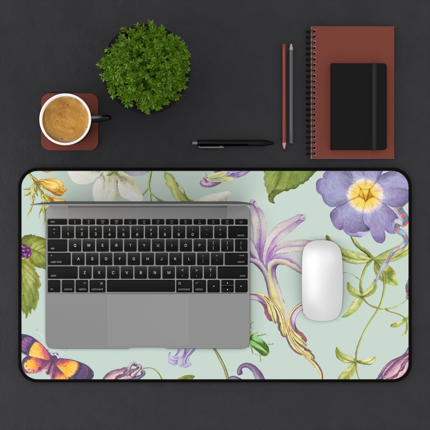 Beautiful purple floral Desk Mat, Gaming keyboard matt, mousepad large, XXL extended deskpad mouse pad