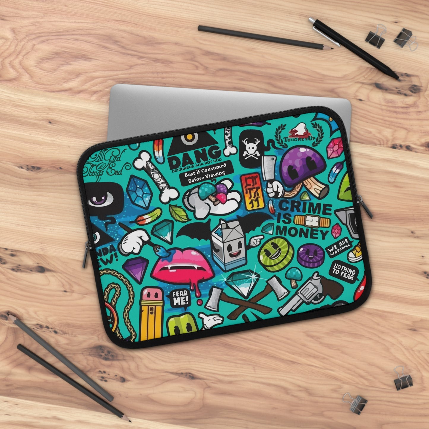 crime is money Laptop sleeve macbook or any laptop 13, 15, 17 inch, Laptop bag