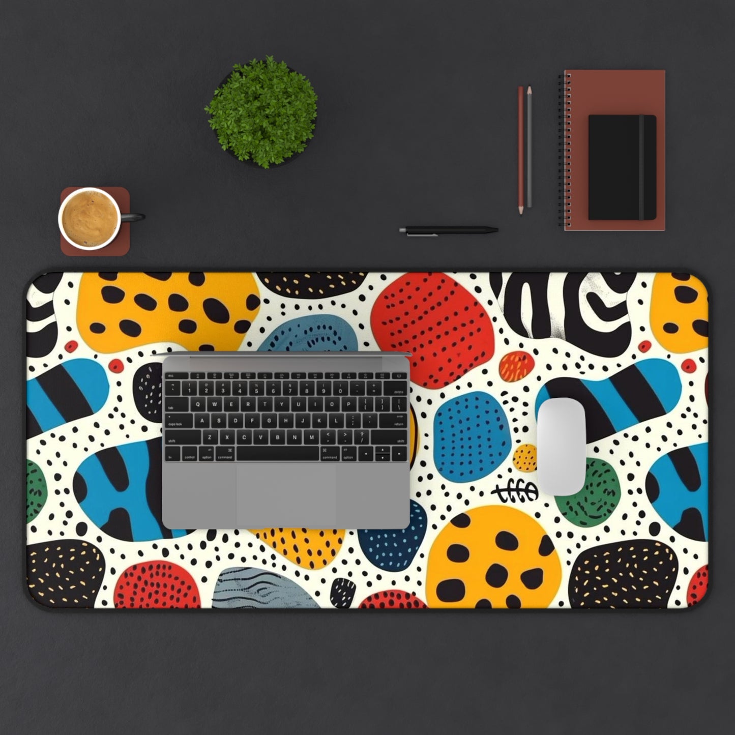 Abstract Spots and Dots Desk Mat