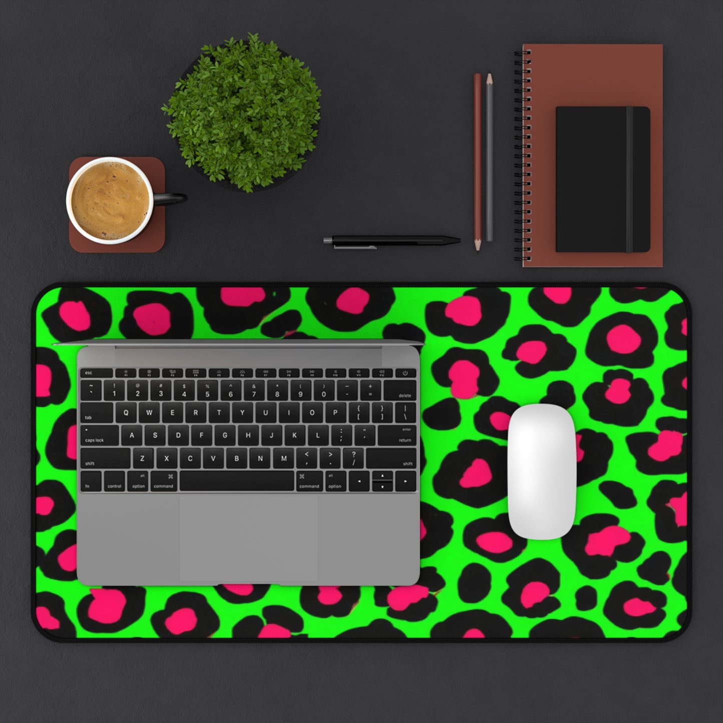Light Green Leopard Gaming Desk Mat