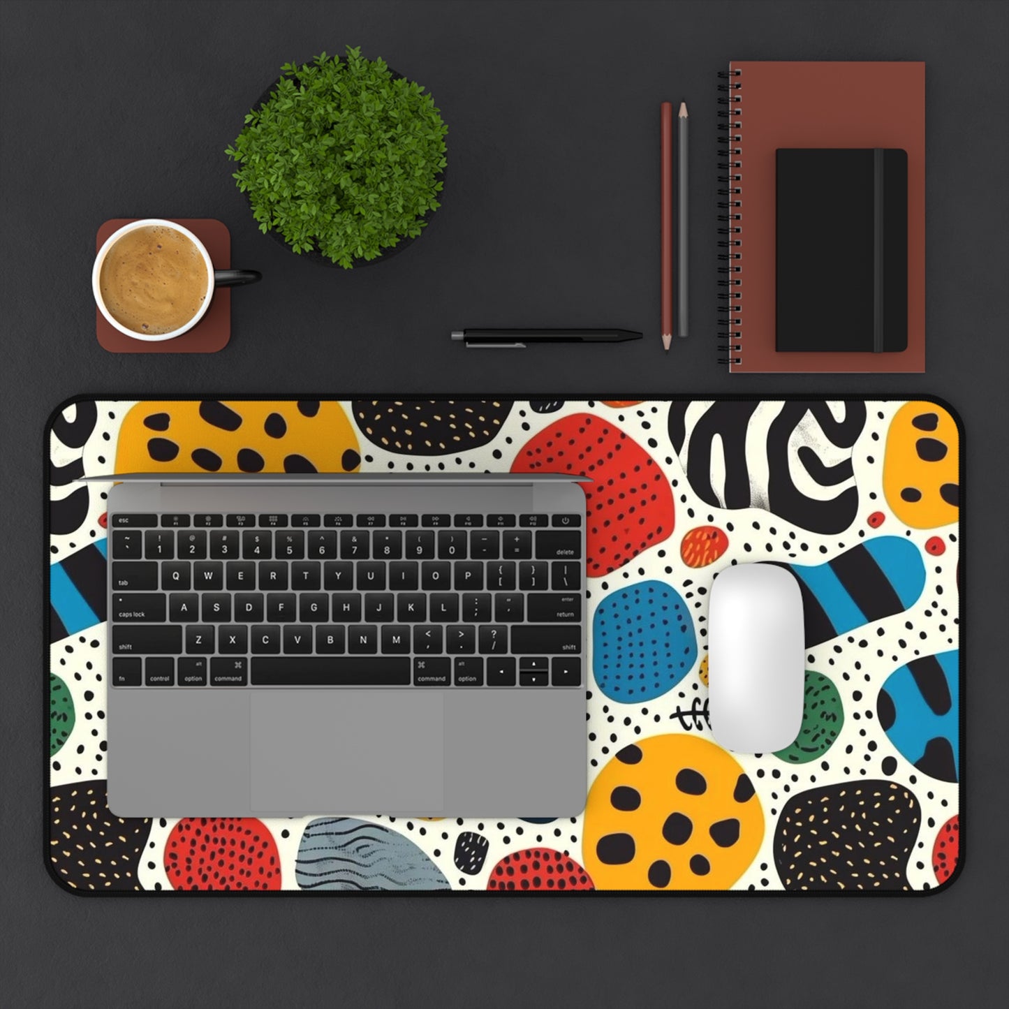 Abstract Spots and Dots Desk Mat