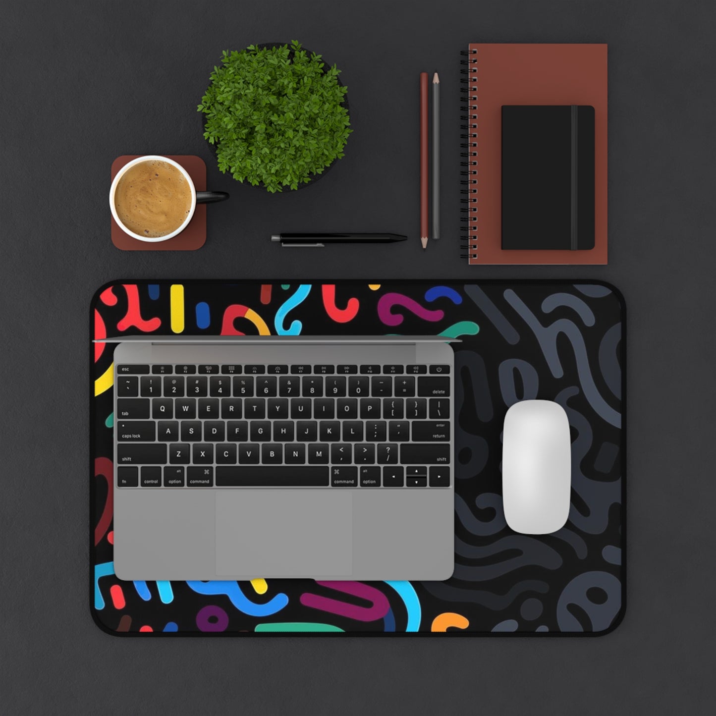 Colored lines Desk Mat, Gaming keyboard matt, mousepad large