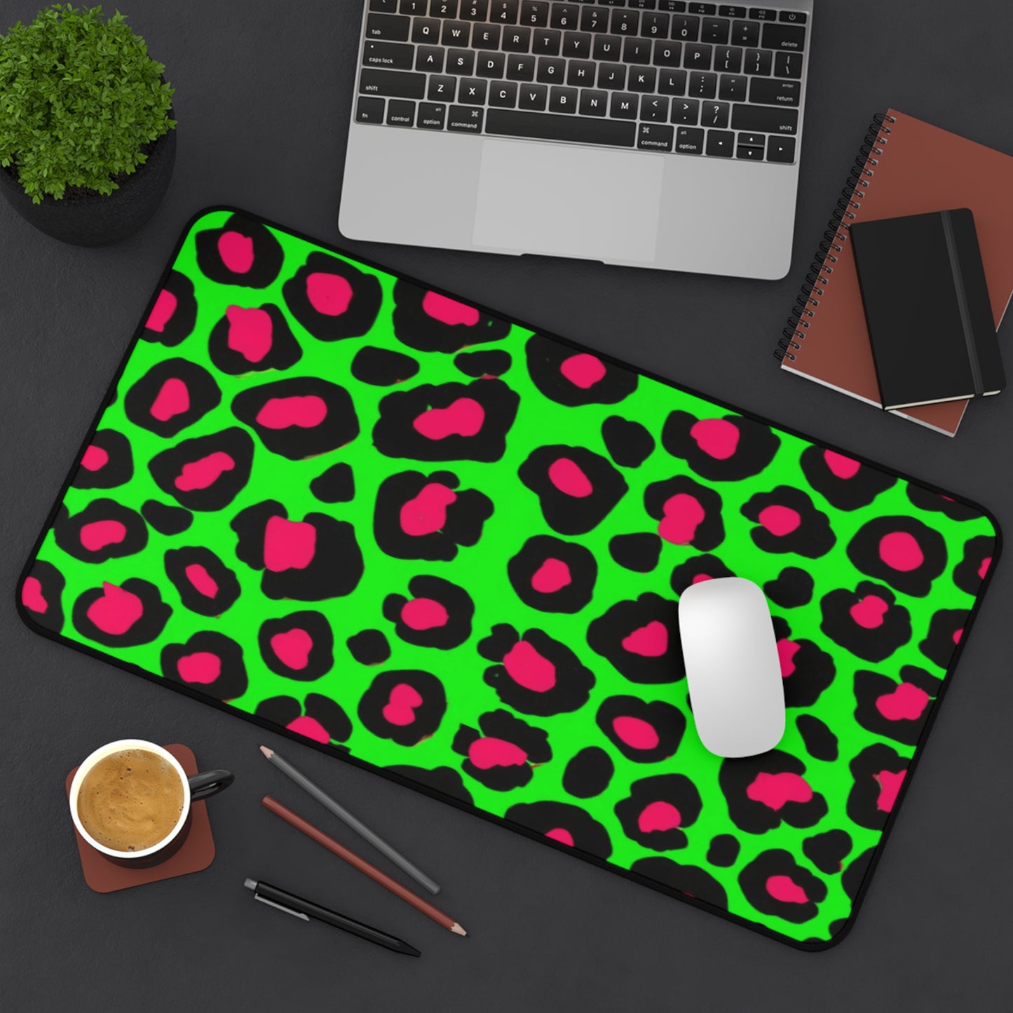 Light Green Leopard Gaming Desk Mat