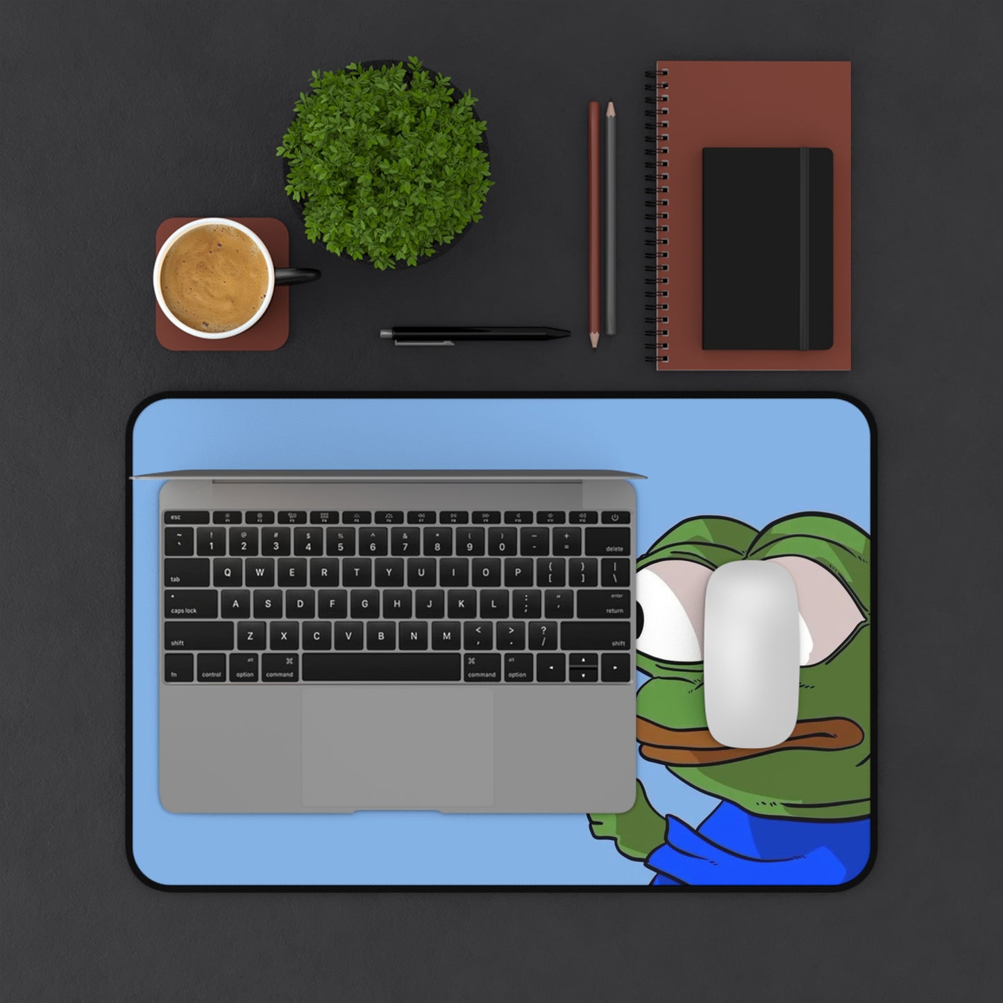 Pepe with cross Desk Mat