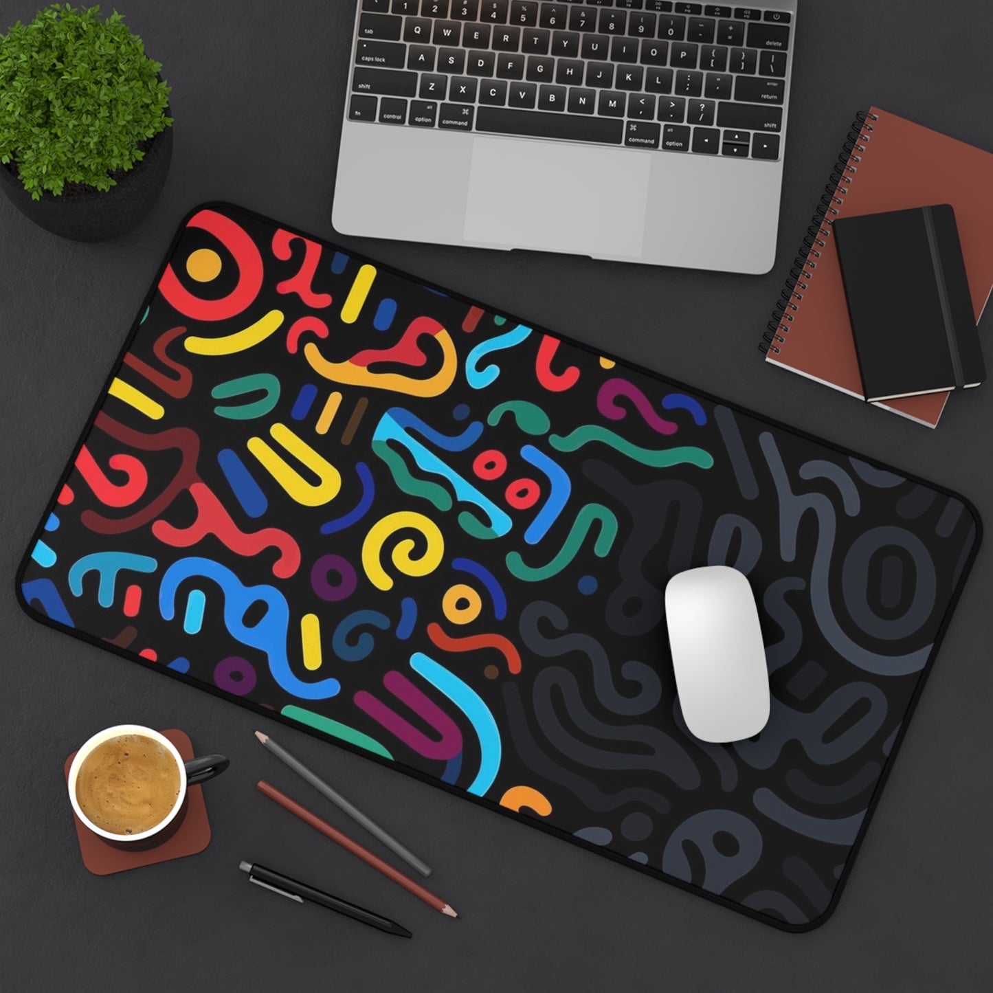 Colored lines Desk Mat, Gaming keyboard matt, mousepad large
