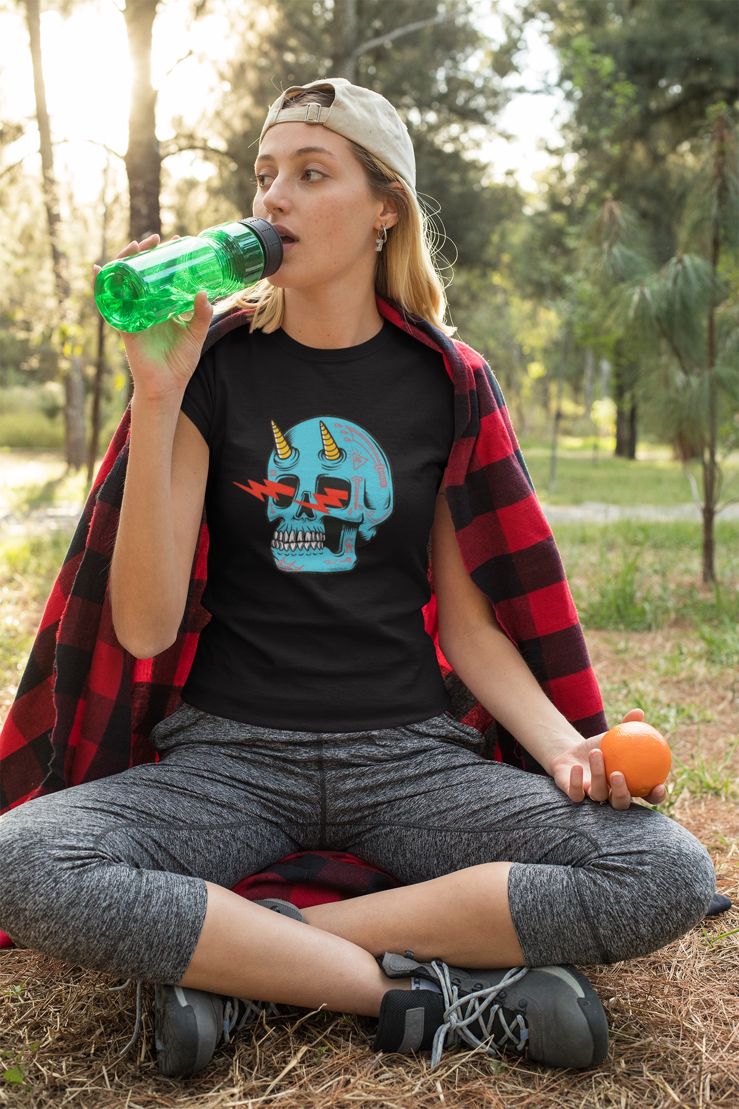 Blue skull T-shirt, funny t-shirt, graphic shirts, unisex tshirt, printed T-shirt - Bolt Print