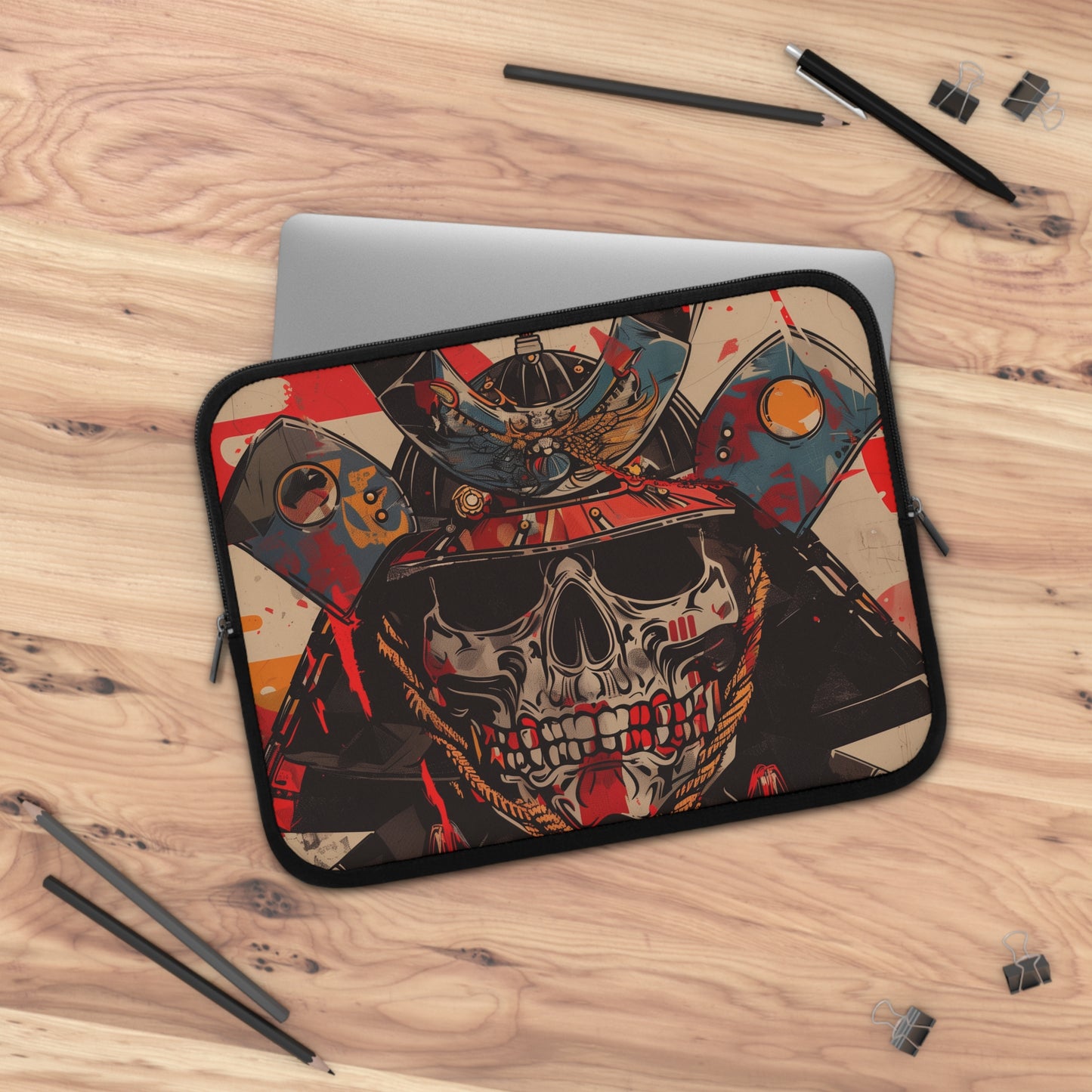 Anime skeleton samurai Laptop sleeve macbook or any laptop 13, 15, 17 inch with print, Laptop carrying case