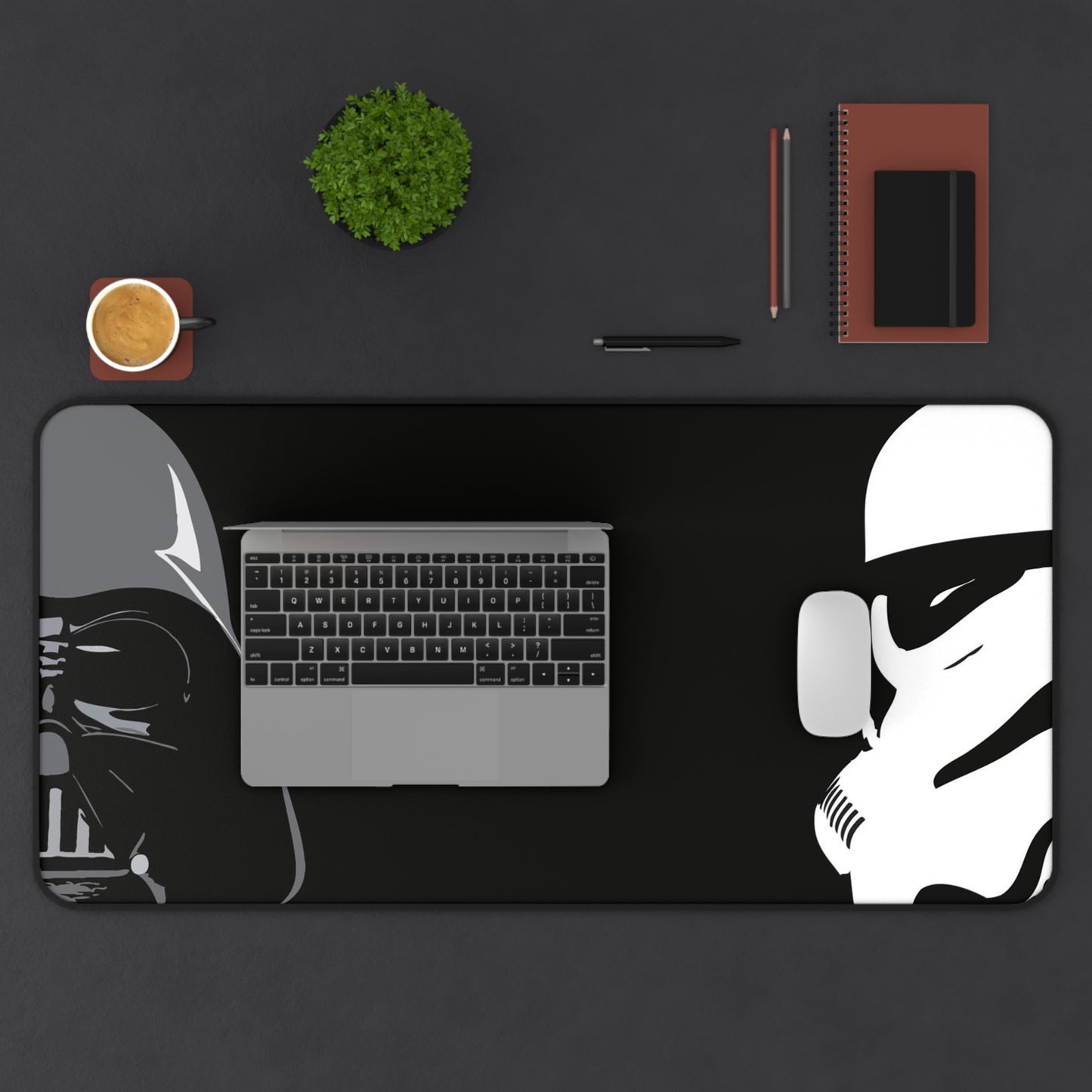 Darth Vader and Stormtrooper half face Desk Mat, gaming mouse mat, mousepad large, XXL deskpad mouse pad