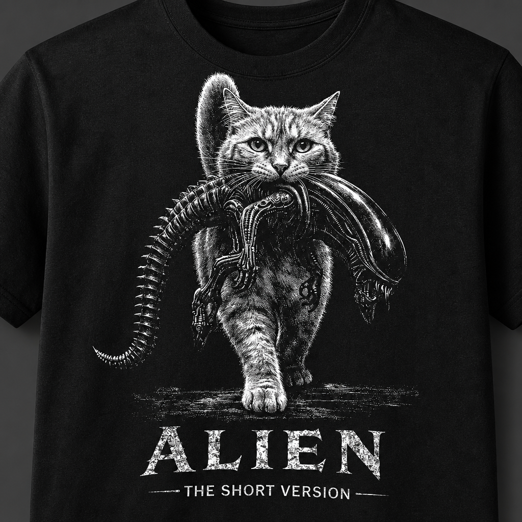 T-Shirt with a Cat from the Movie Alien: The Short Version