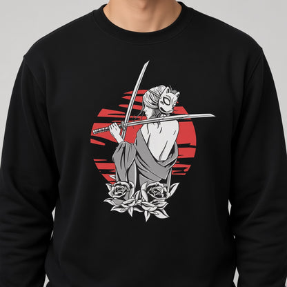 Girl in a fox mask sweatshirt, funny sweatshirt, graphic shirts, Anime unisex tshirt