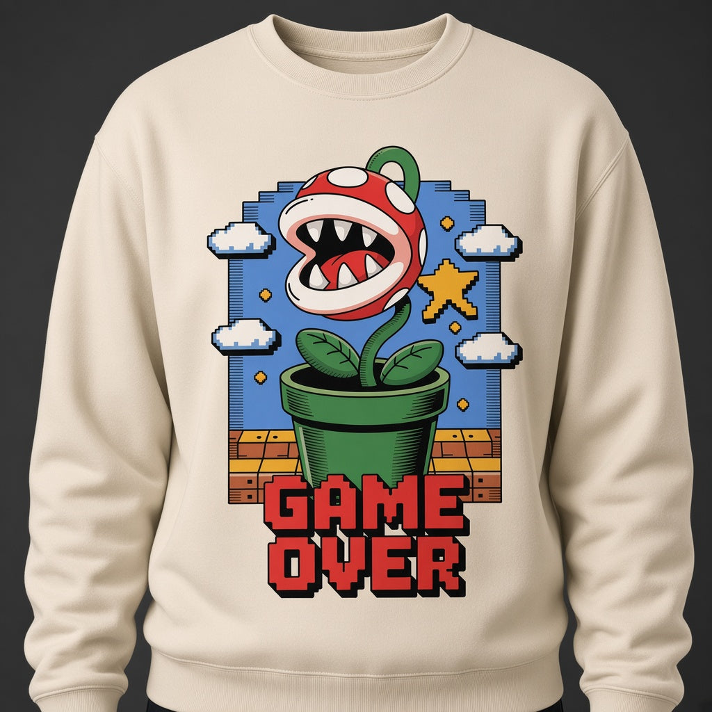 Game Over Funny Retro Pixel Plant Sweatshirt