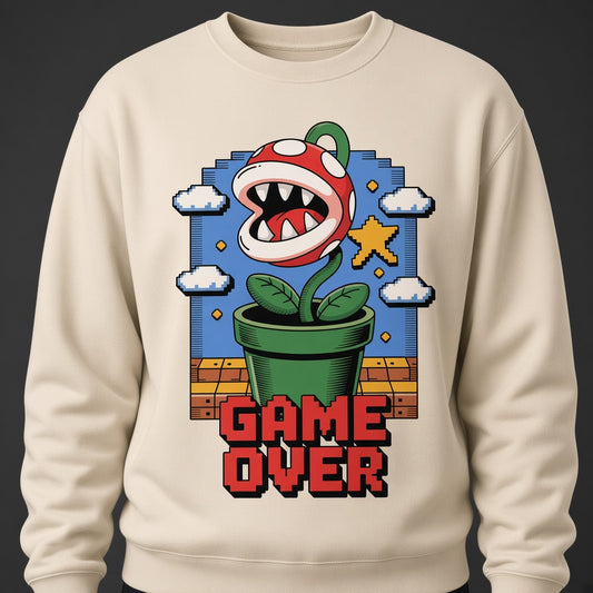 Game Over Funny Retro Pixel Plant Sweatshirt