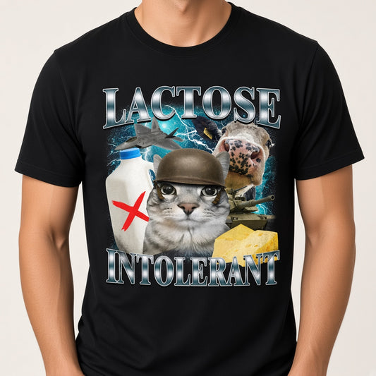 Lactose Intolerant Funny Cat Graphic T-Shirt