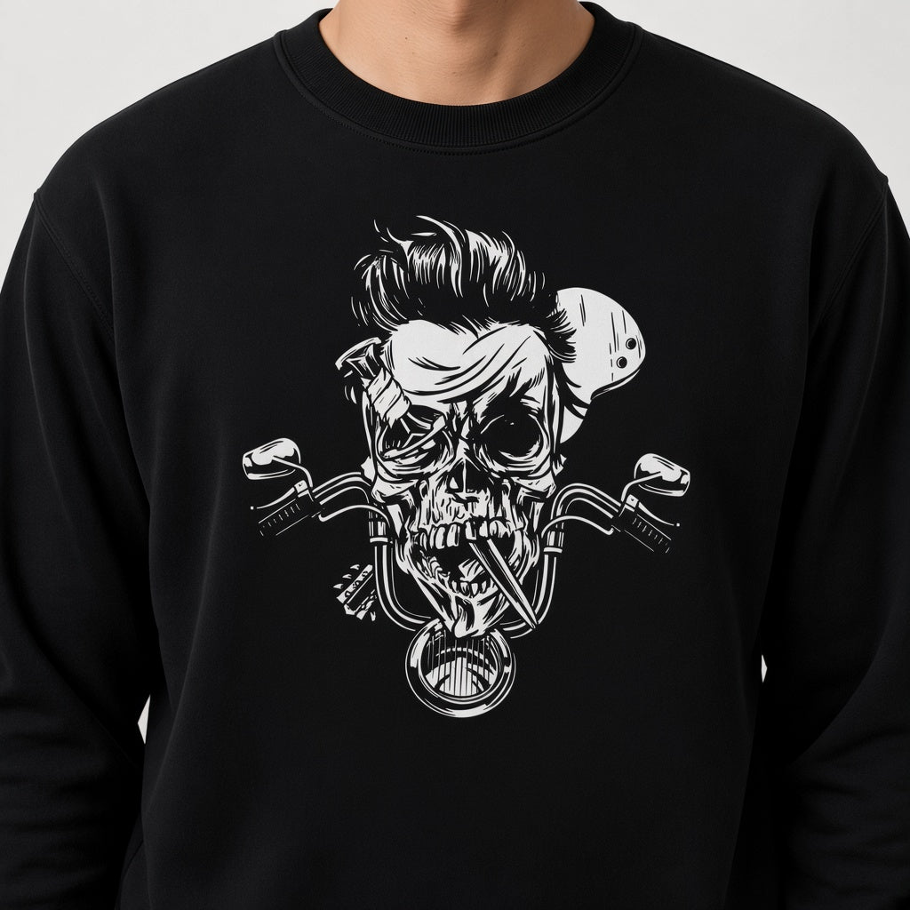 Rocker biker skeleton sweatshirt, funny sweatshirt, graphic shirts, unisex tshirt, printed sweatshirt