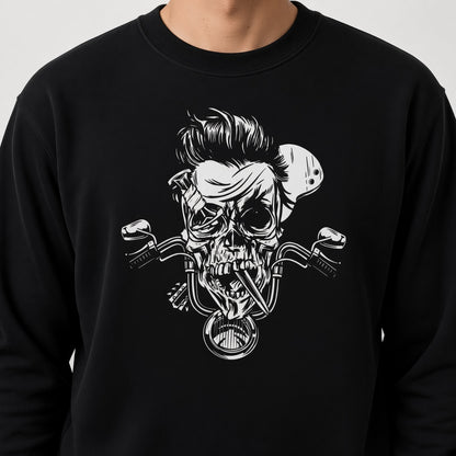 Rocker biker skeleton sweatshirt, funny sweatshirt, graphic shirts, unisex tshirt, printed sweatshirt
