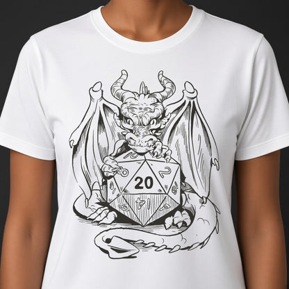 Dragon with a D20 T-Shirt for D&D Players