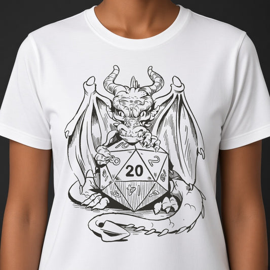 Dragon with a D20 T-Shirt for D&D Players