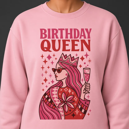 Birthday Queen Funny Pink Crown Sweatshirt
