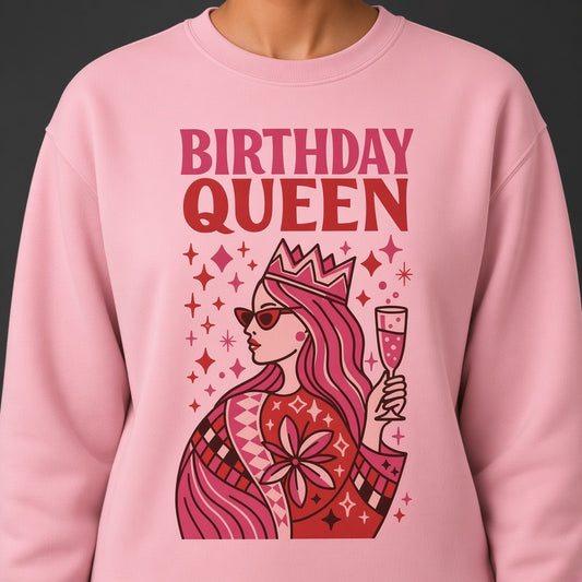 Birthday Queen Funny Pink Crown Sweatshirt