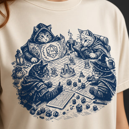 Cats Playing D&D Tabletop RPG T-Shirt