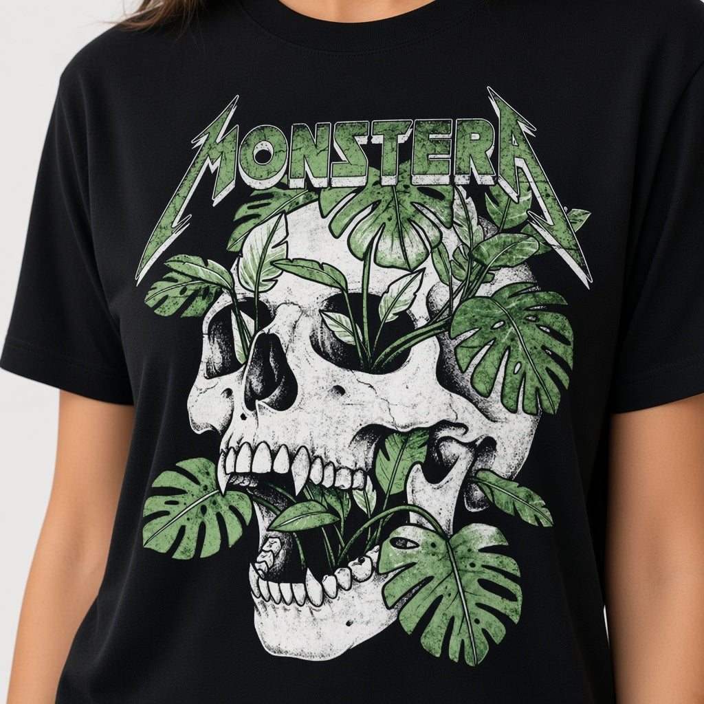 Monstera Funny Skull Plant T-Shirt
