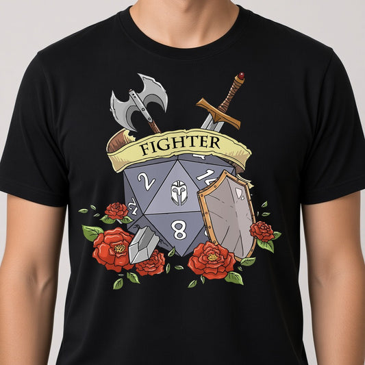 Fighter Dice Crest T-Shirt for D&D Players