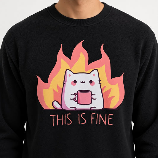 Cat, This Is Fine Sweatshirt, Funny Unisex sweatshirt