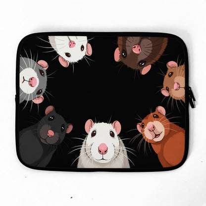 Cute Rats Peeking In on a Black Laptop Sleeve