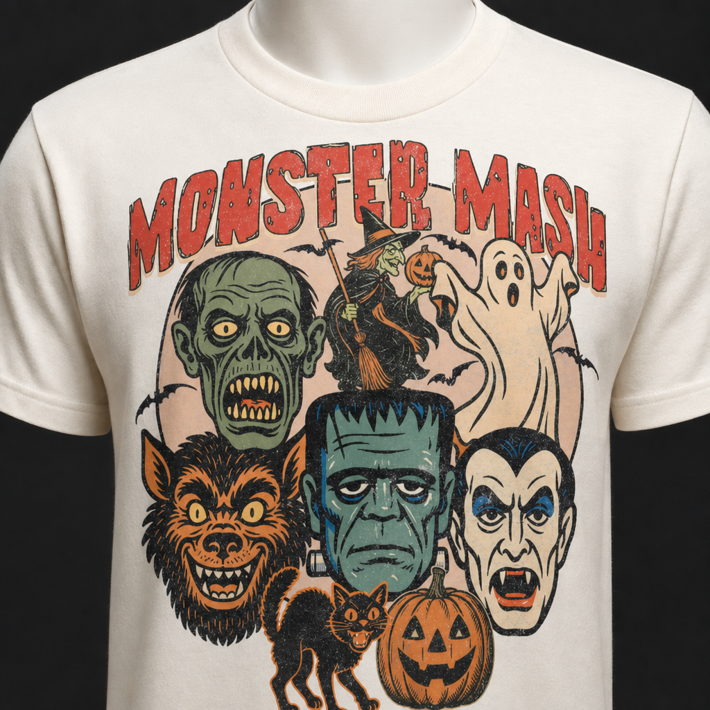 Monster Mash Retro Halloween Theme T-Shirt
