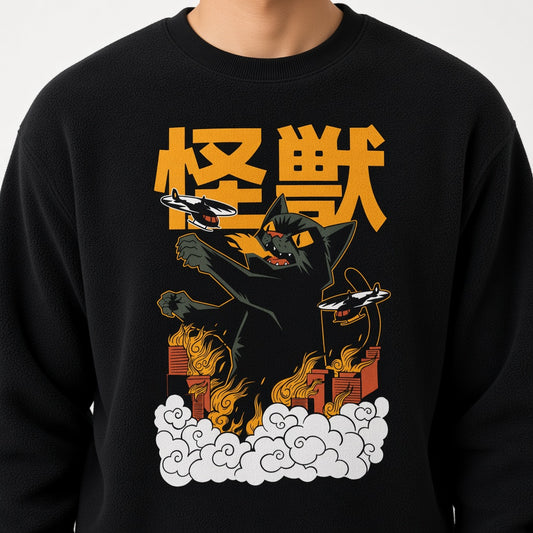 Kaiju Anime Cat Monster Sweatshirt, Funny Unisex sweatshirt
