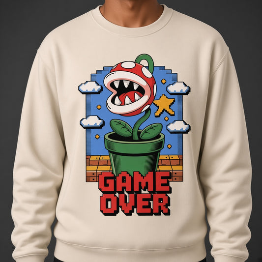 Game Over Funny Retro Pixel Plant Sweatshirt