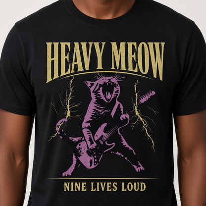 Funny Purple Cat Playing an Electric Guitar T-Shirt