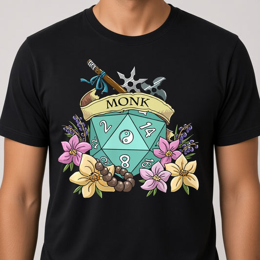Monk Dice Crest T-Shirt for D&D Players