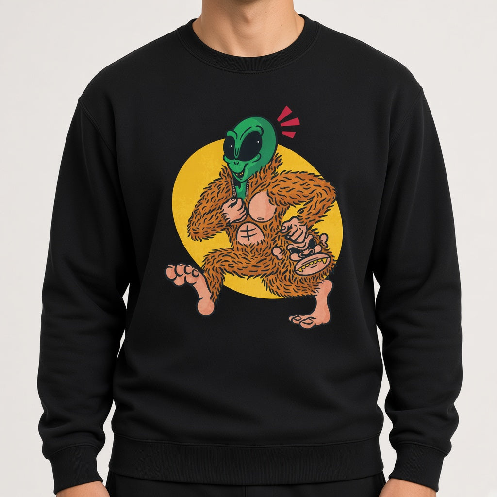 Bigfoot UFO sweatshirt, funny sweatshirt, graphic shirts, unisex tshirt, printed sweatshirt