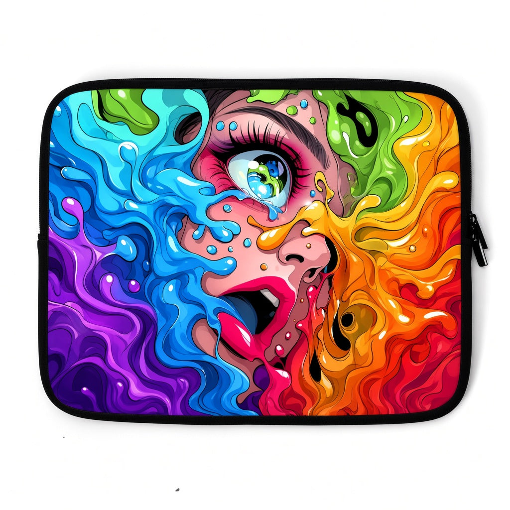 Colorful Paint Drip Pop Art Face Laptop Sleeve