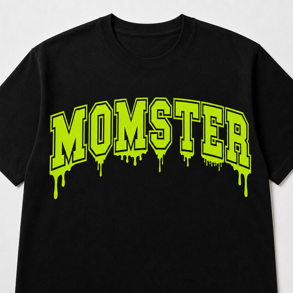 Neon Momster Scary Graphic Print Halloween Funny T-Shirt
