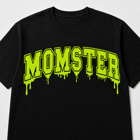 Neon Momster Scary Graphic Print Halloween Funny T-Shirt