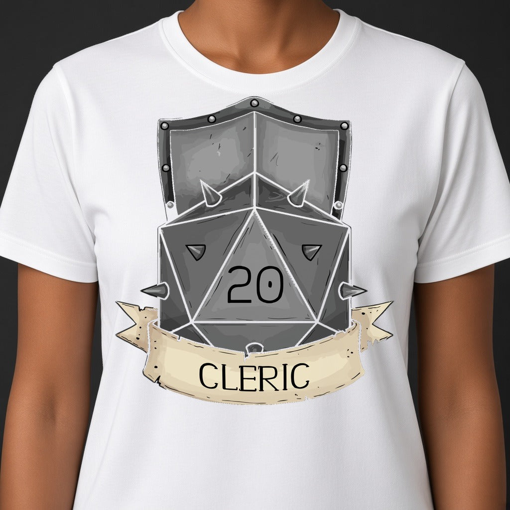 Cleric Shield and D20 T-Shirt for D&D Players
