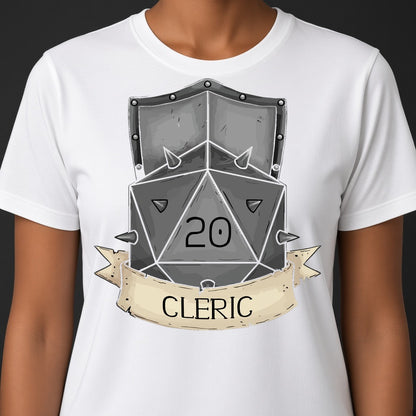 Cleric Shield and D20 T-Shirt for D&D Players