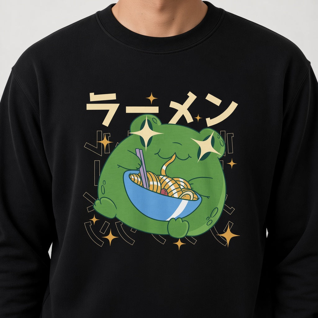 sweatshirt Kawaii frog eating ramen