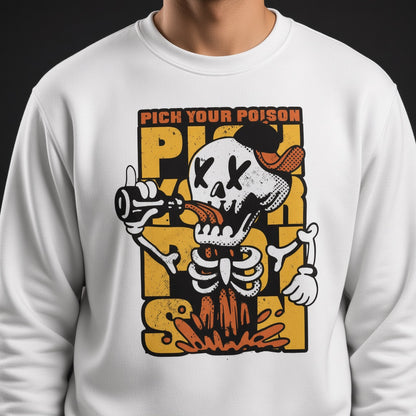 Skeleton with bottle sweatshirt, funny sweatshirt, graphic shirts, unisex tshirt, printed sweatshirt