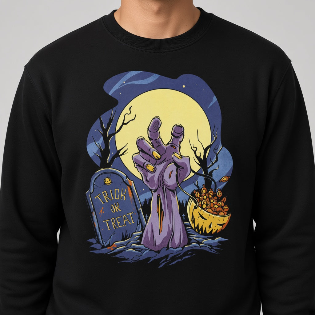 Trick or treat sweatshirt, funny sweatshirt, graphic shirts, unisex tshirt, printed sweatshirt