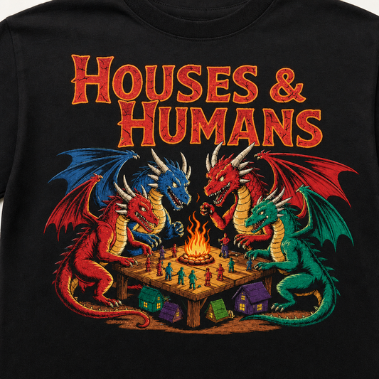 Houses and Humans D&D Gift T-Shirt Dungeons and Dragons