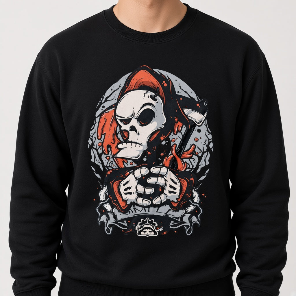 Skull in a cap sweatshirt, funny sweatshirt, graphic shirts, unisex tshirt, printed sweatshirt