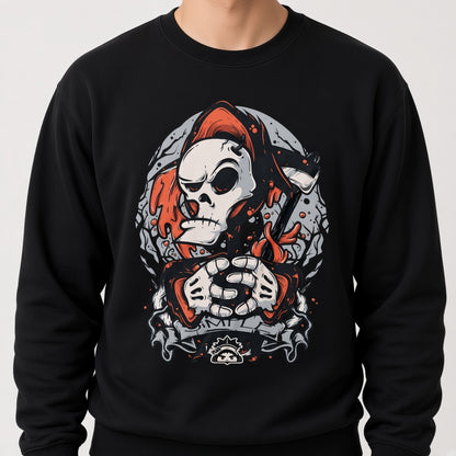 Skull in a cap sweatshirt, funny sweatshirt, graphic shirts, unisex tshirt, printed sweatshirt