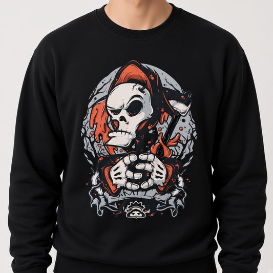 Skull in a cap sweatshirt, funny sweatshirt, graphic shirts, unisex tshirt, printed sweatshirt